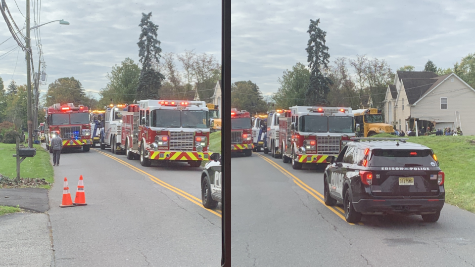 An eyewitness’s view of police cars and fire engines on the scene of the school bus crash. ARJUN SHANKAR/Video