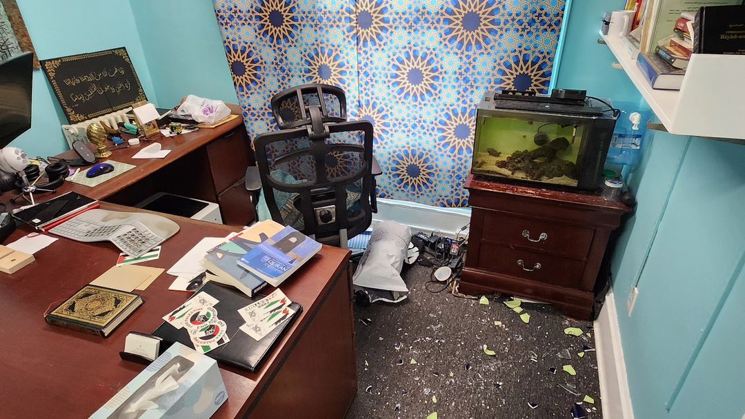 A view of damage that occurred at the Center for Islamic Life at Rutgers University on Eid. CILRU/Handout